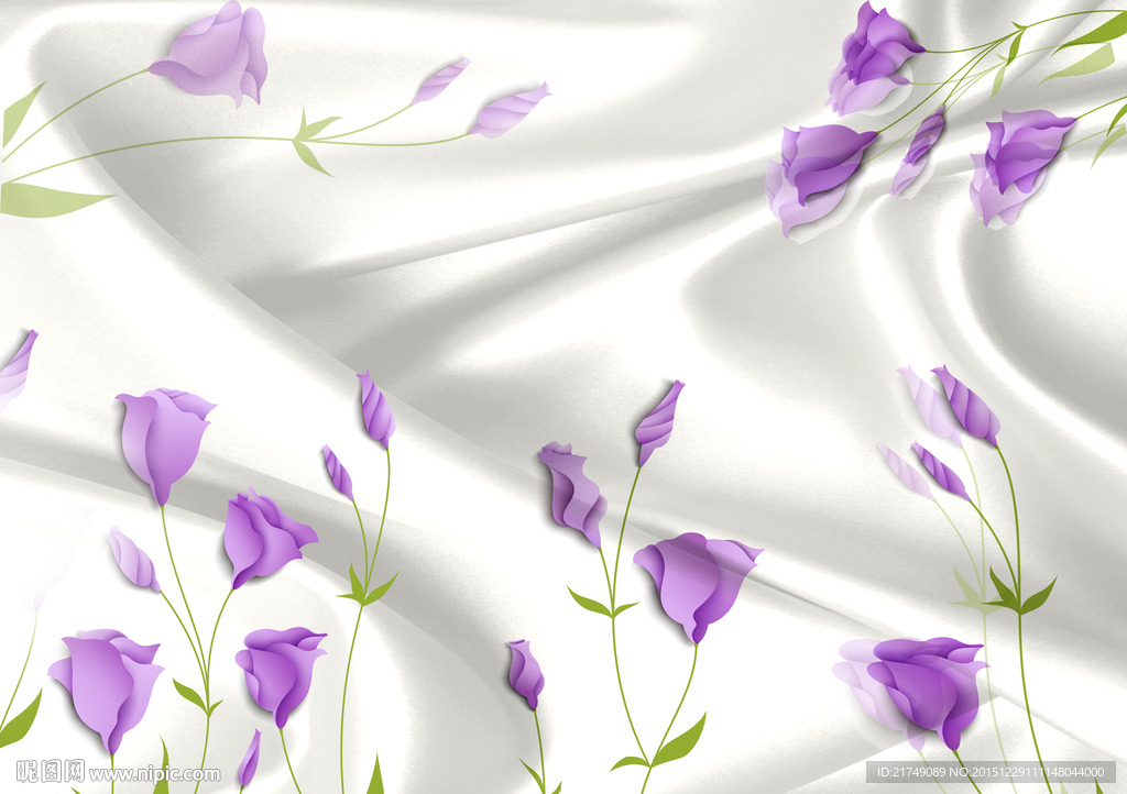 3D丝绸唯美郁金香背景墙