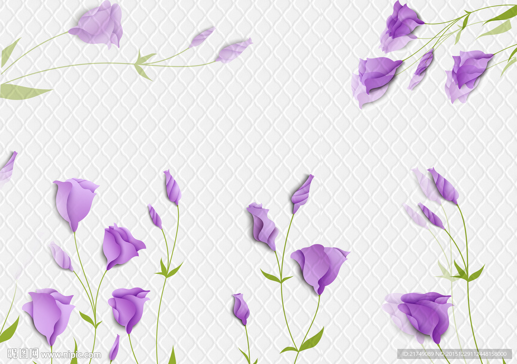 3d背景墙梦幻紫色郁金香