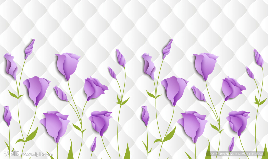 3D郁金香软包背景墙
