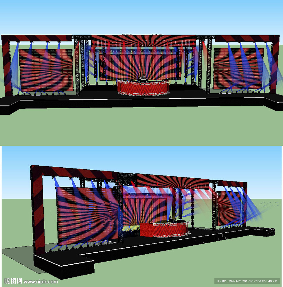 舞台背景设计SU草图大师模型