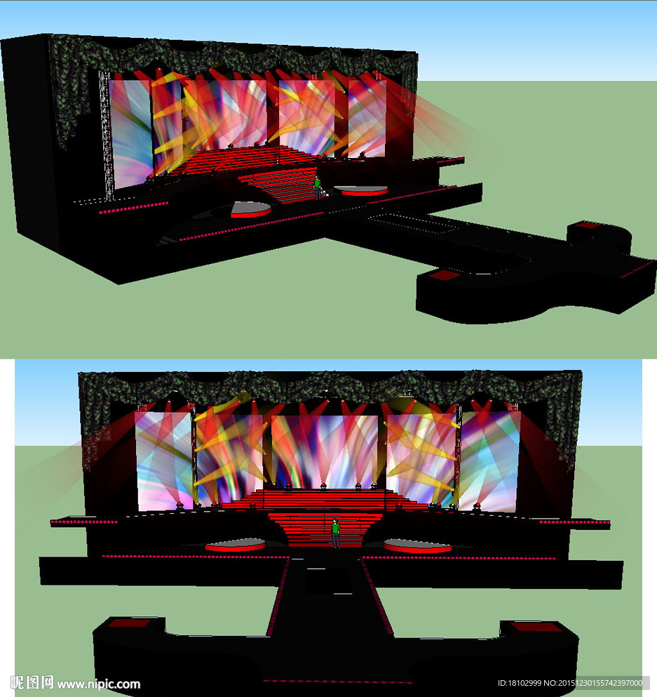 舞台舞美背景SU草图大师模型