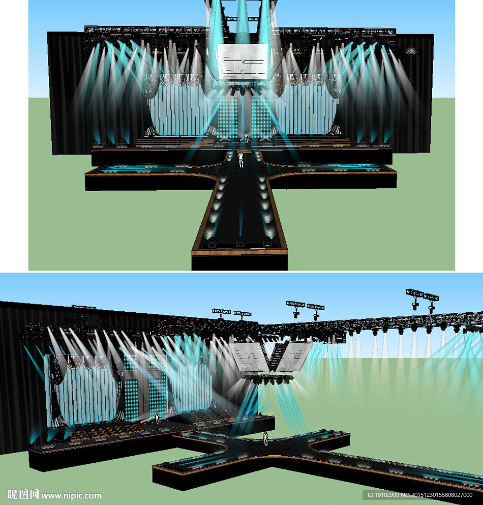 舞台舞美背景SU草图大师模型