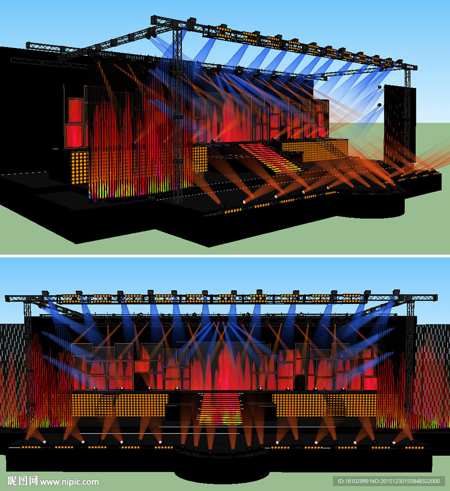 舞台舞美背景SU草图大师模型