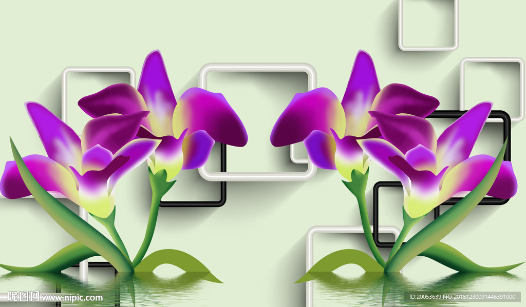 3d花朵电视背景墙