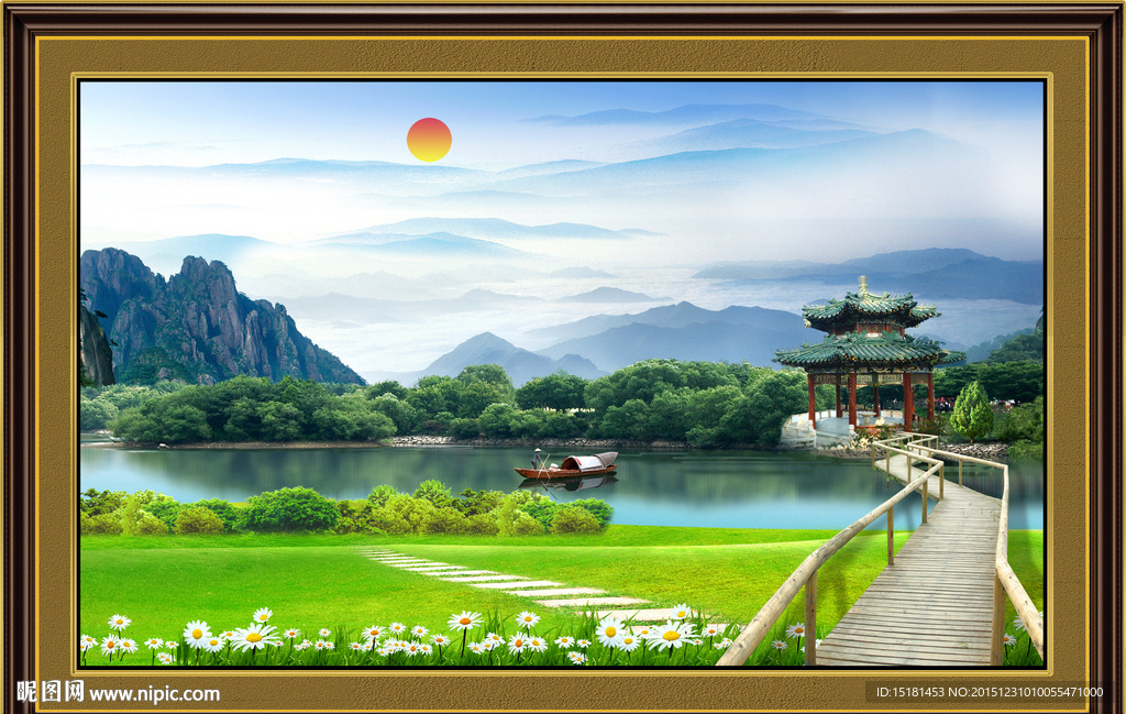 风景画 亭子