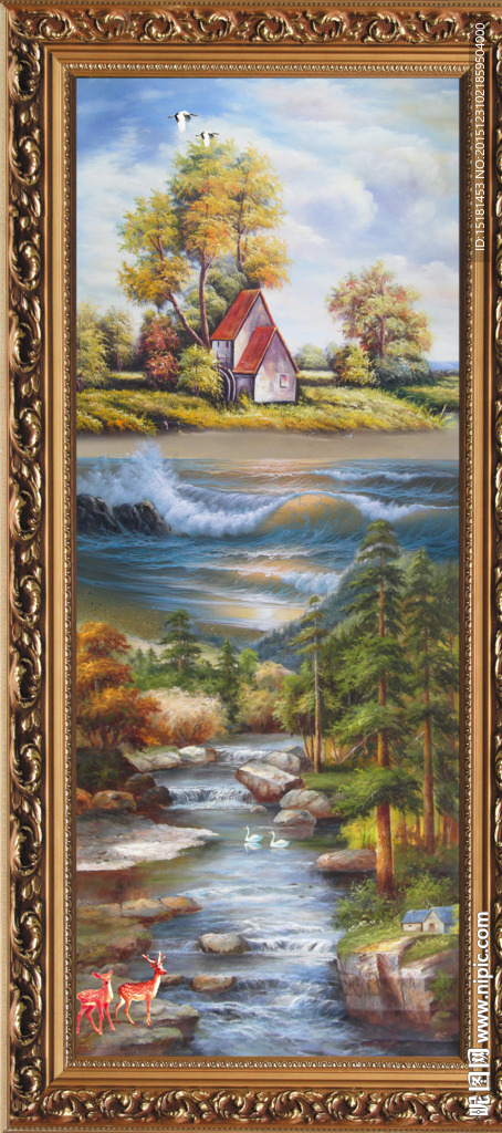 油画风景 竖幅