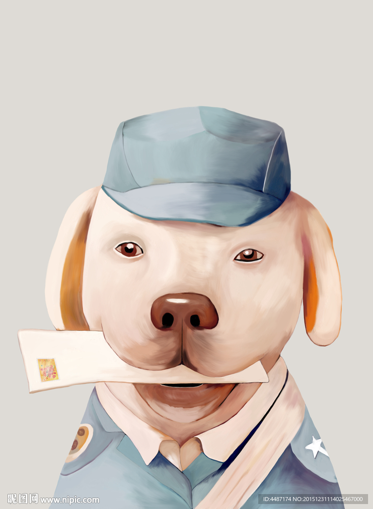 分层可换背景手绘插画动物狗
