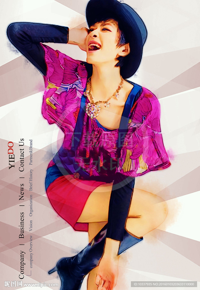 酷少女插画分层图