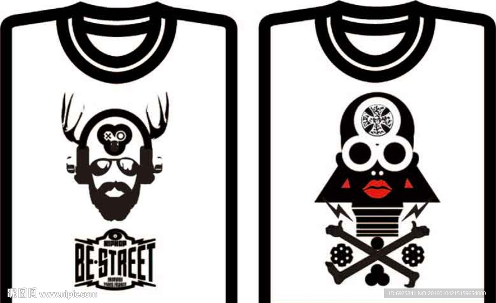 超酷矢量t恤印花文化双图案