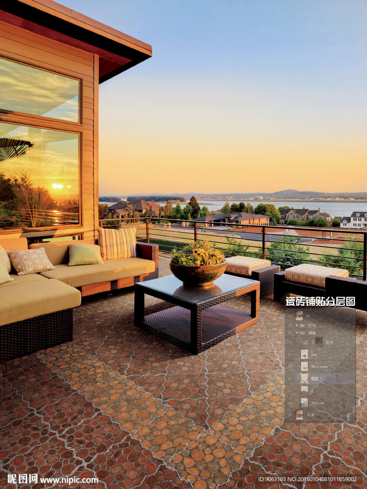 户外阳台瓷砖铺贴分层