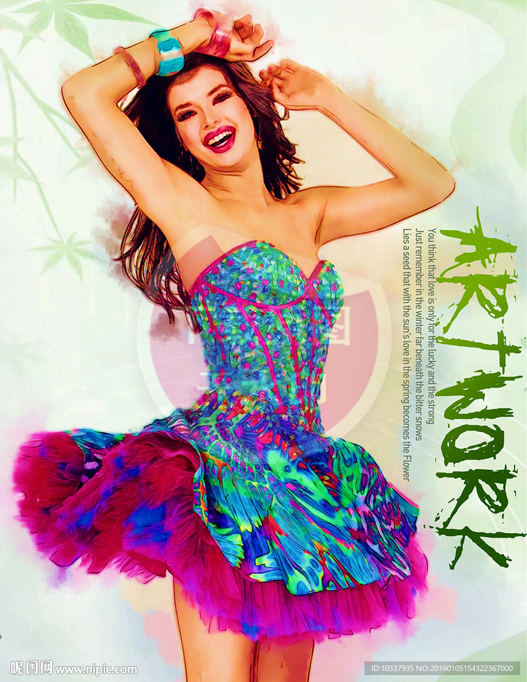 礼服少女插画分层