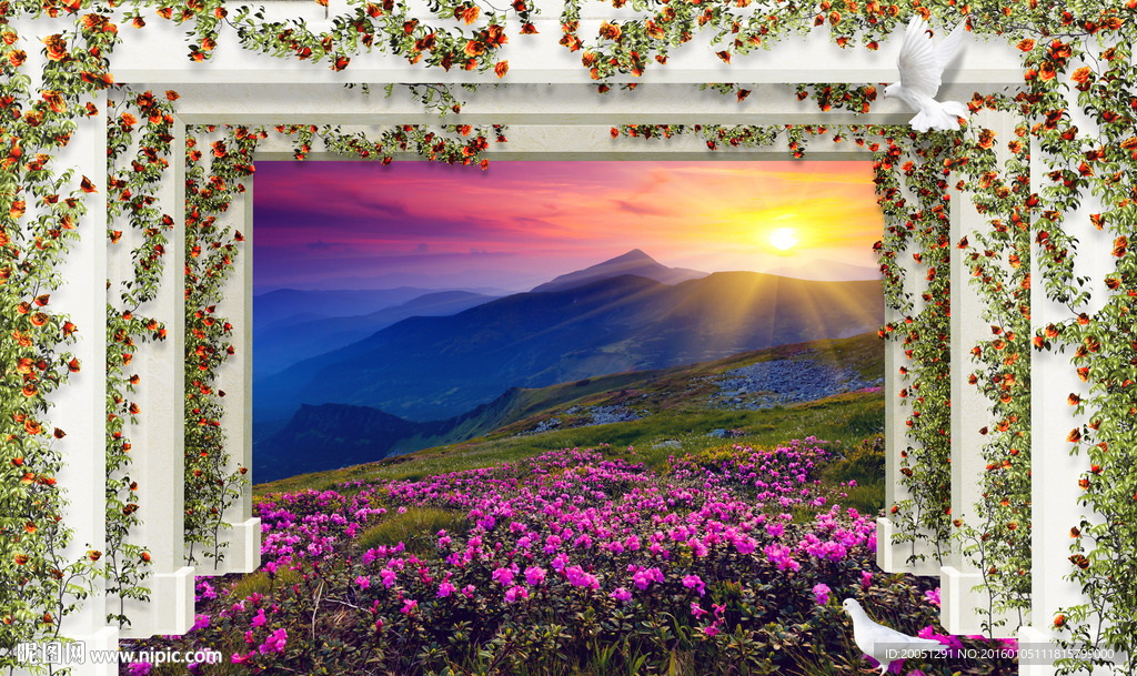 3d风景如画 电视背景墙