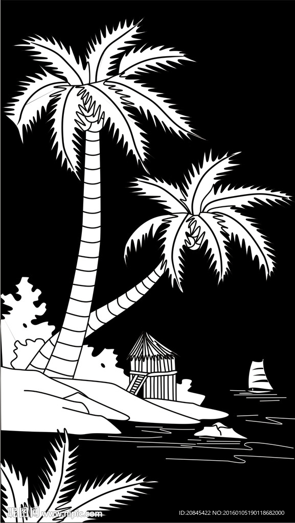 镂空图 椰子树