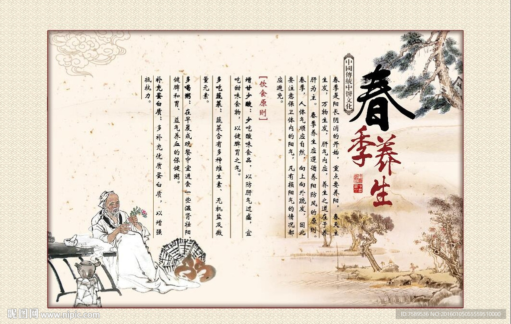中医春季养生文化海报