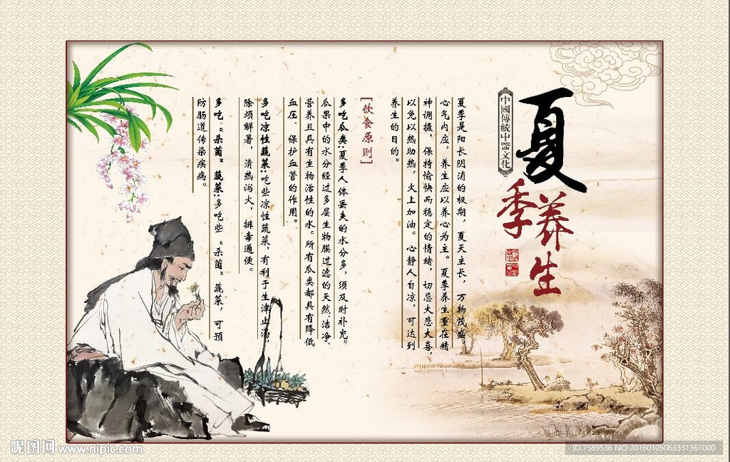 中医夏季养生文化海报