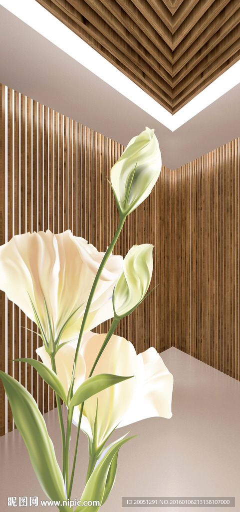 3d木雕空间 花朵