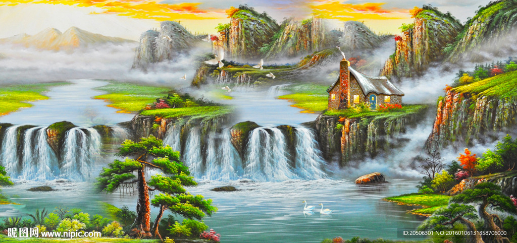 聚宝盆油画