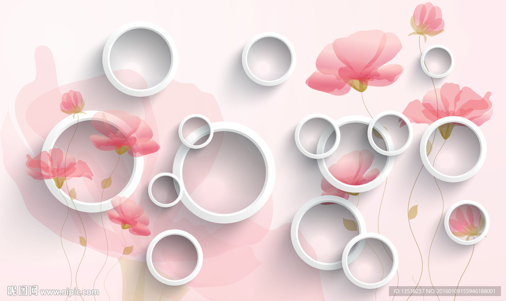 温馨现代花卉壁画背景墙素材