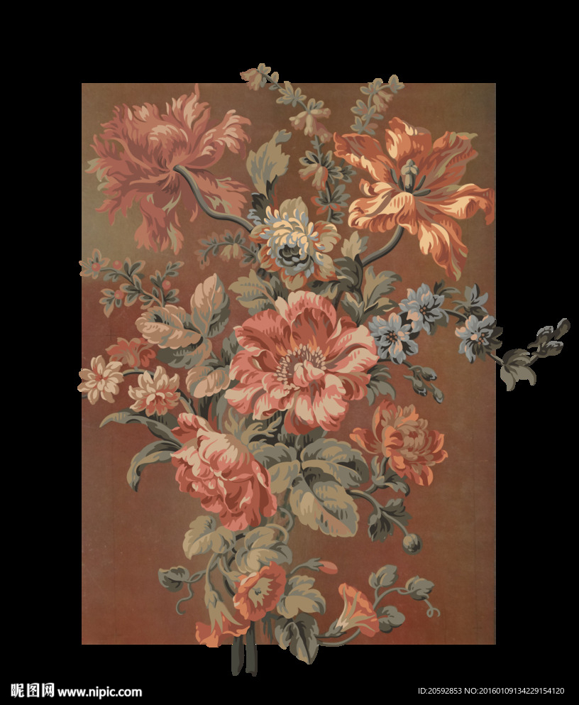 矢量图古典主义花卉装饰图案