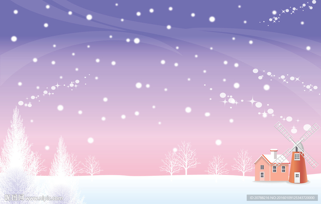 卡通冬季雪景背景墙