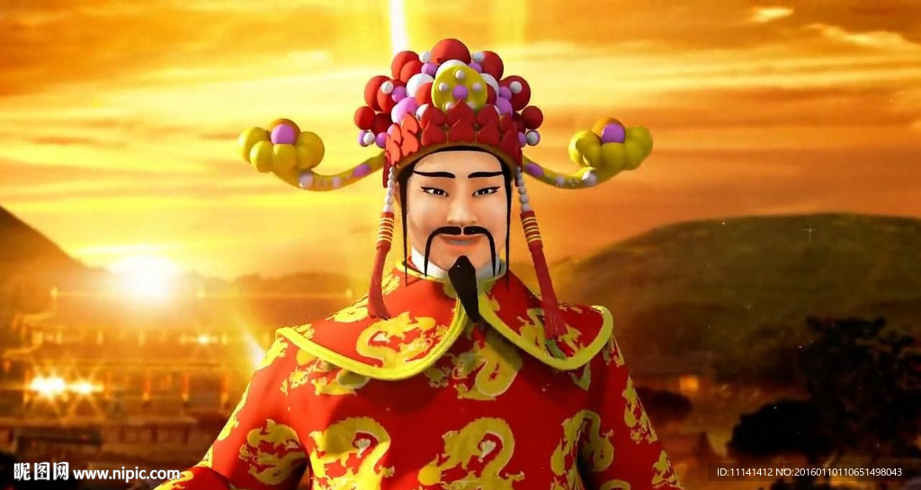 传统喜庆春节财神到动画视频素材