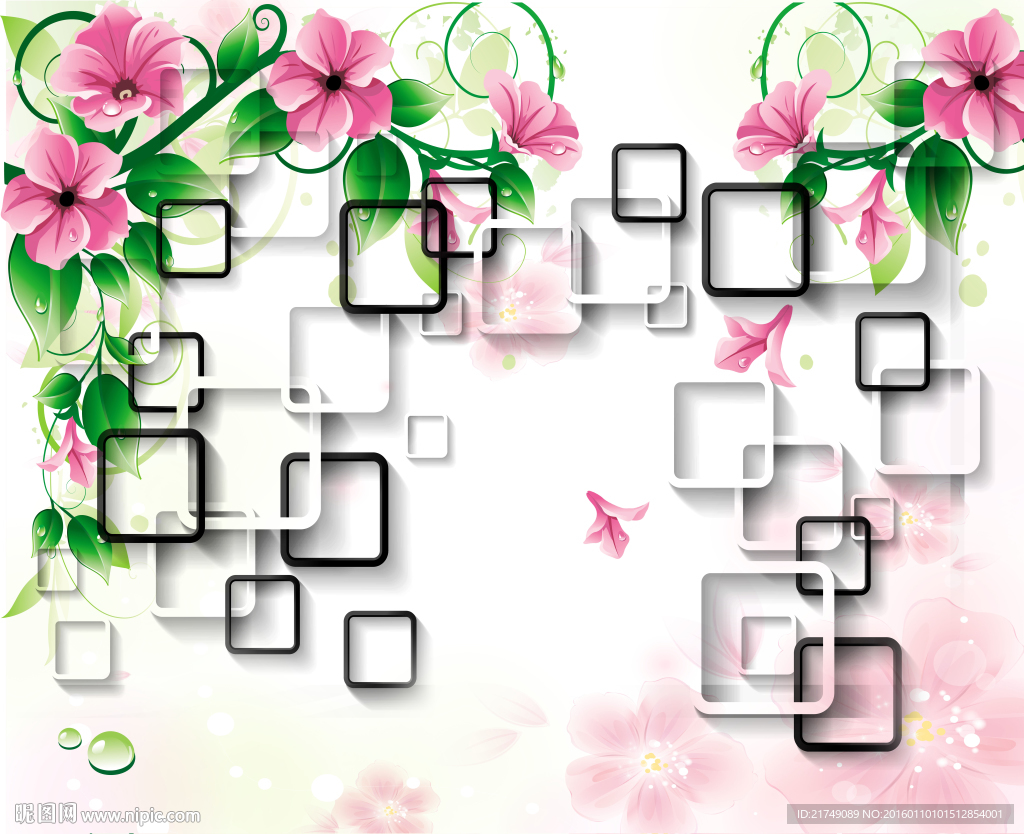 D欧式花纹花卉时尚背景墙