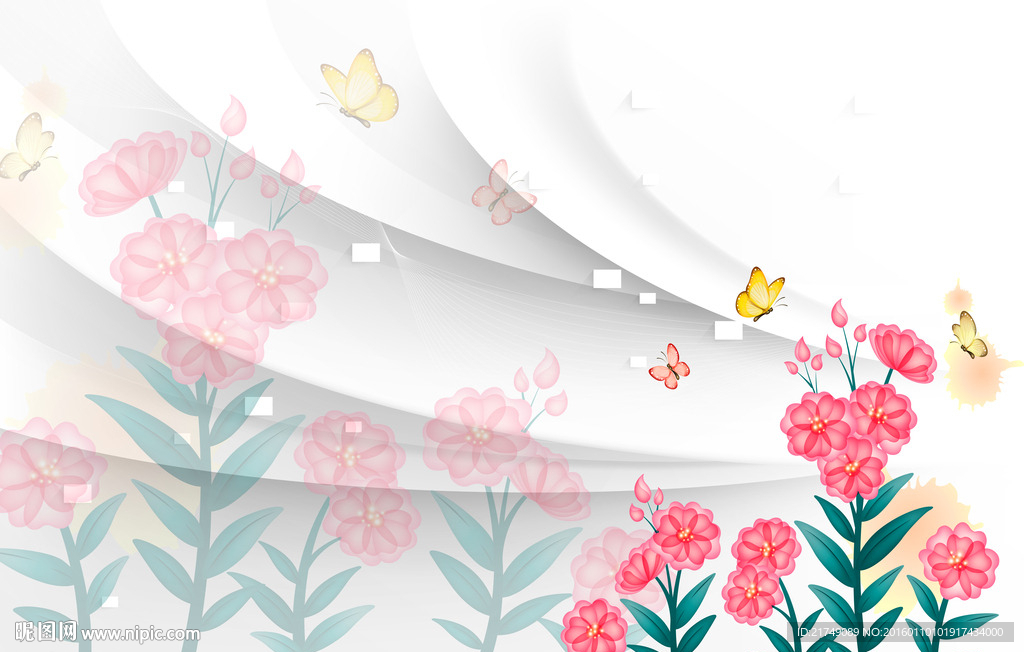 3D简约背景墙壁画