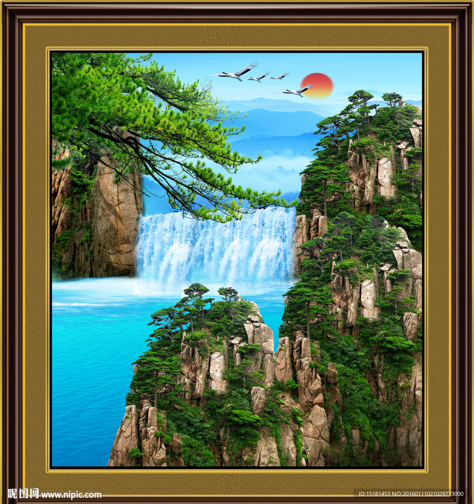 流水生财风景画
