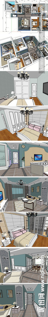 美式风室内家装草图大师模型