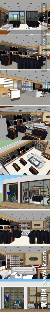 大型服装店室内草图大师SU模型