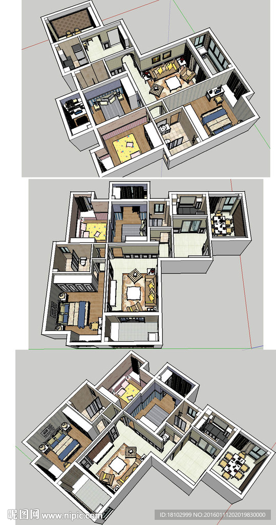 歐式室內家裝草圖大師su模型設計圖__室內模型_3d設計_設計圖庫_暱圖