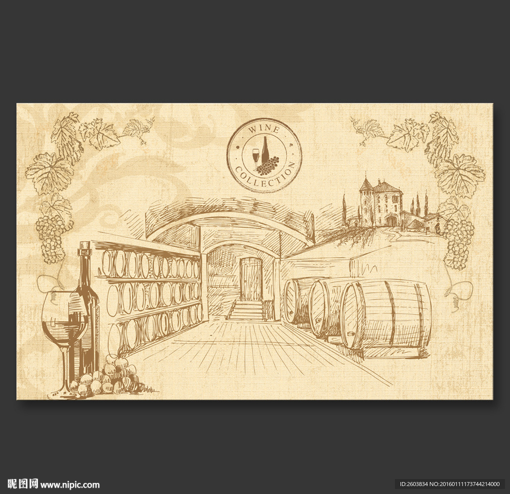 怀旧复古葡萄酒窖背景