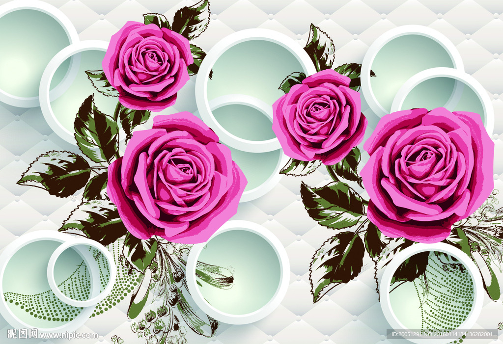 3d背景墙 时尚玫瑰