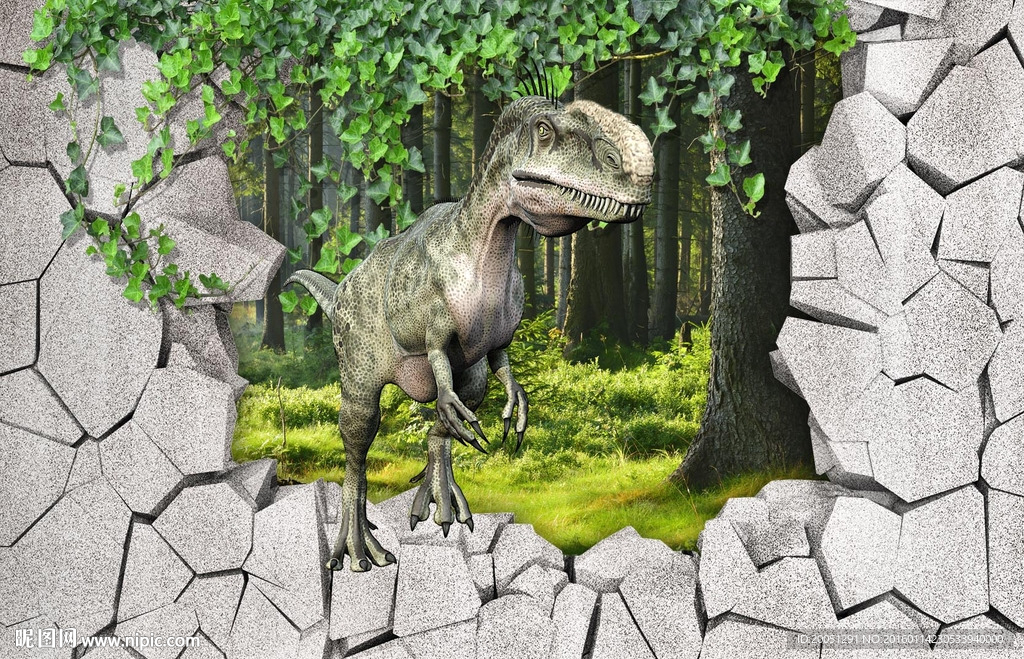 3d背景墙 恐龙