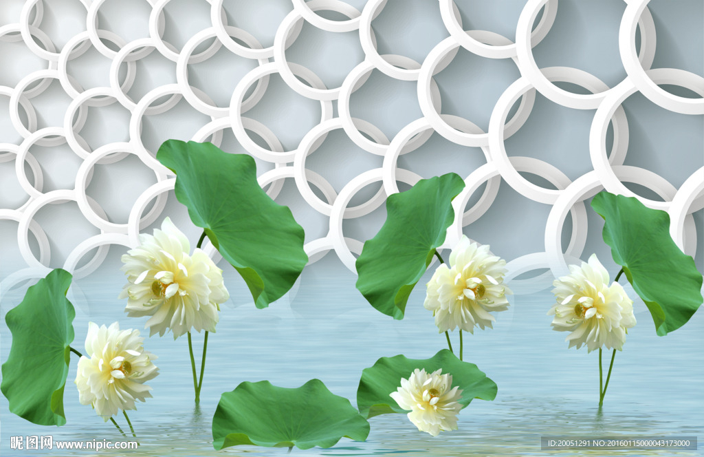 3d背景墙 荷花
