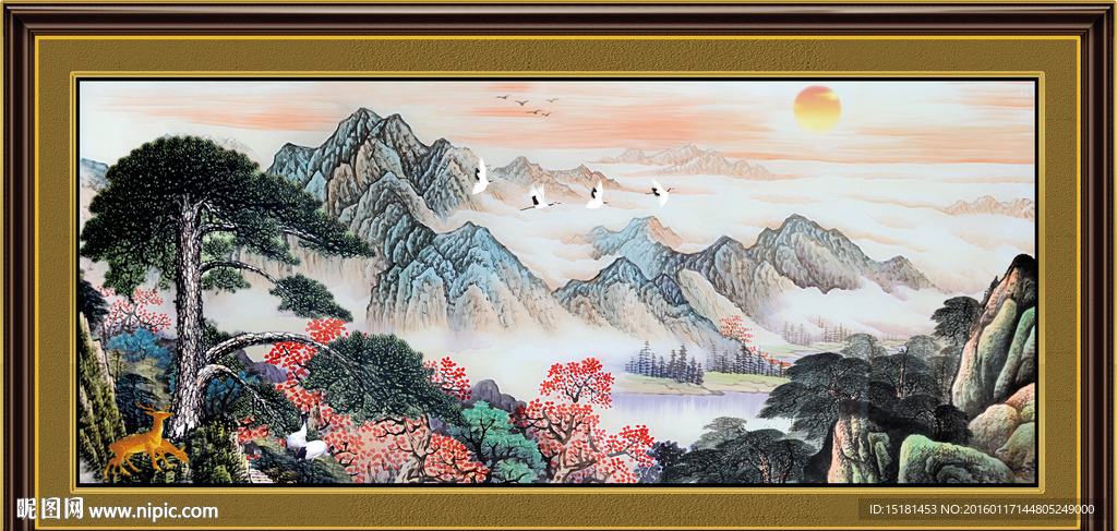 迎客松国画