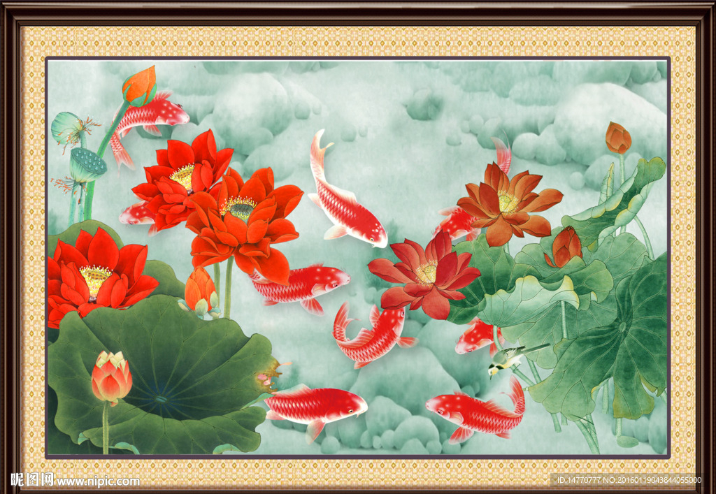 荷花鲤鱼图
