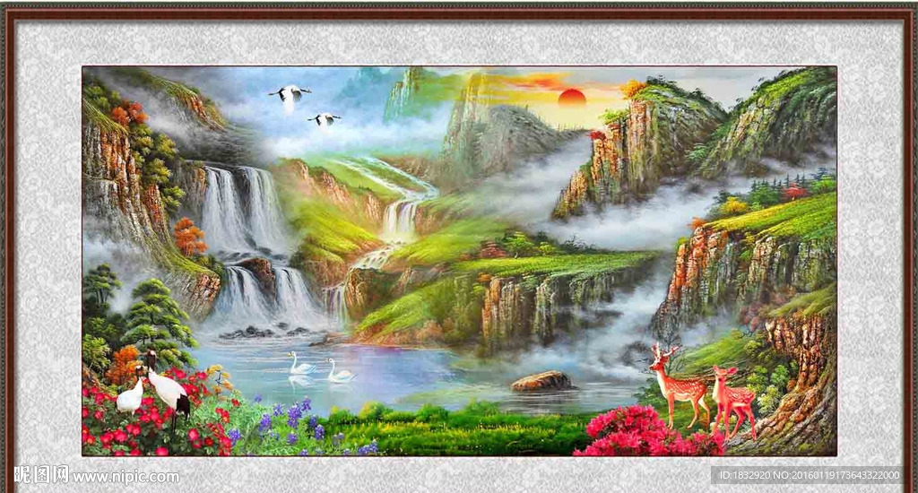 油画山水风景