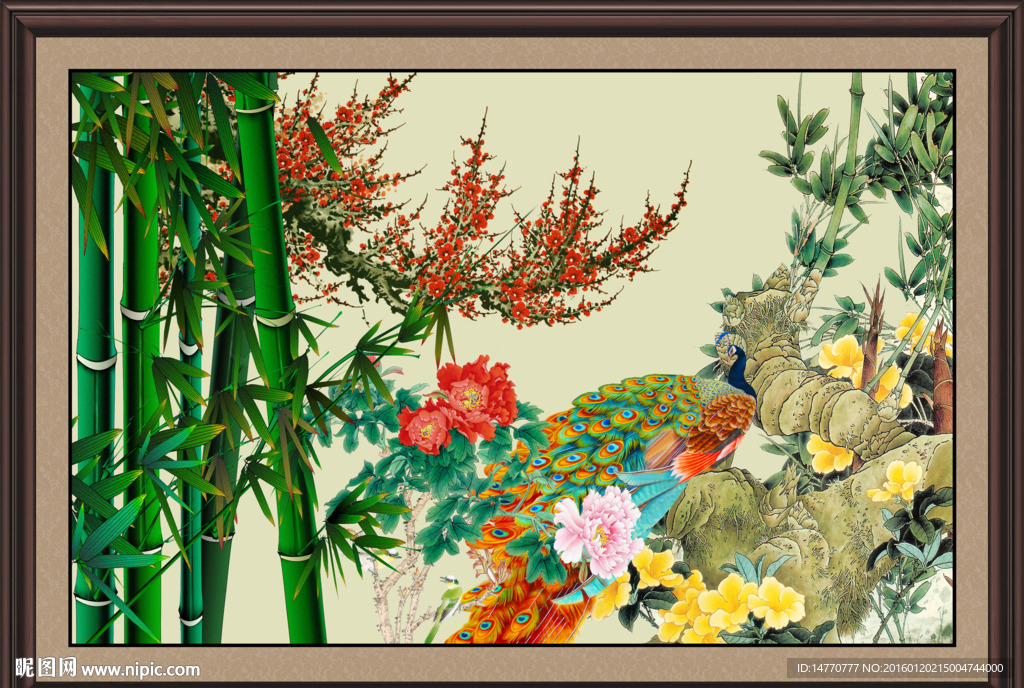 孔雀花鸟图