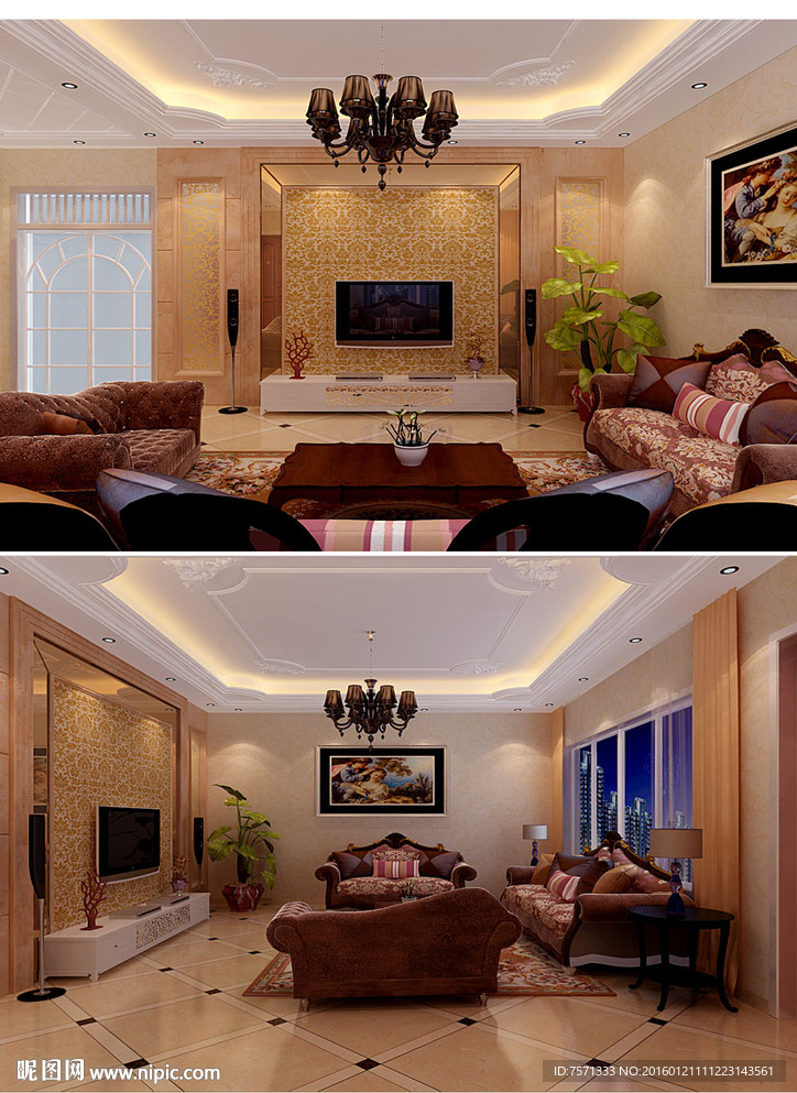 欧式客厅效果图