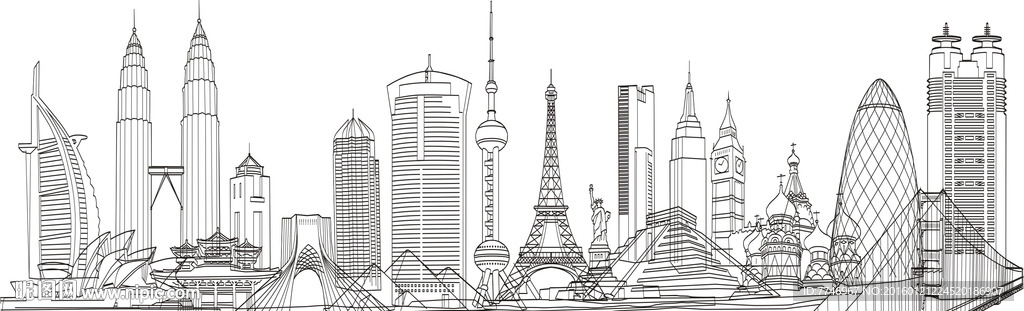 上海外滩线描图