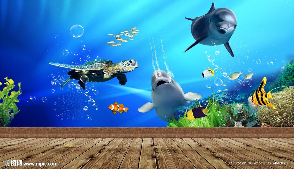 3d背景墙 海豚