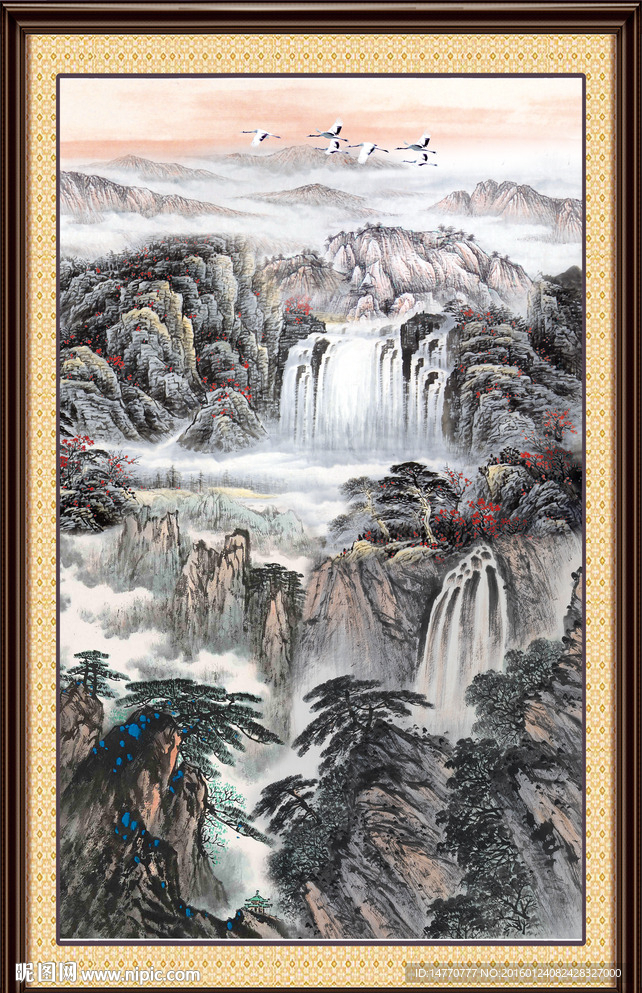 国画山水竖幅