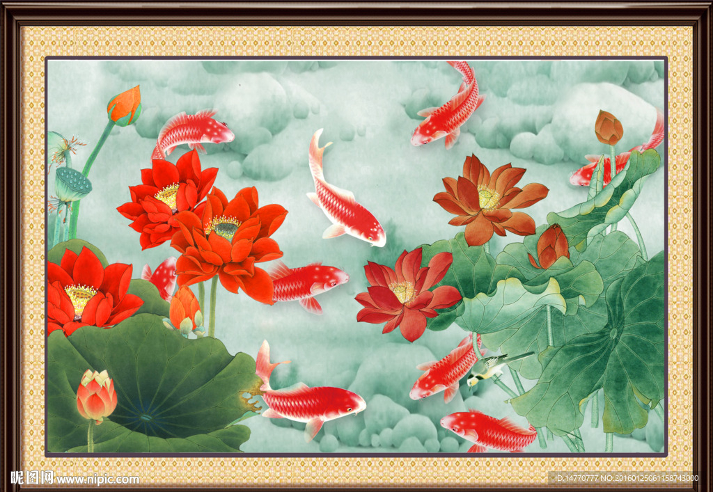 荷花鲤鱼图