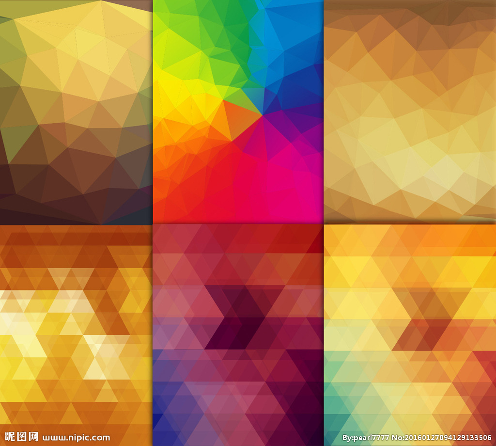 6个时尚多边形晶格拼接背景图片