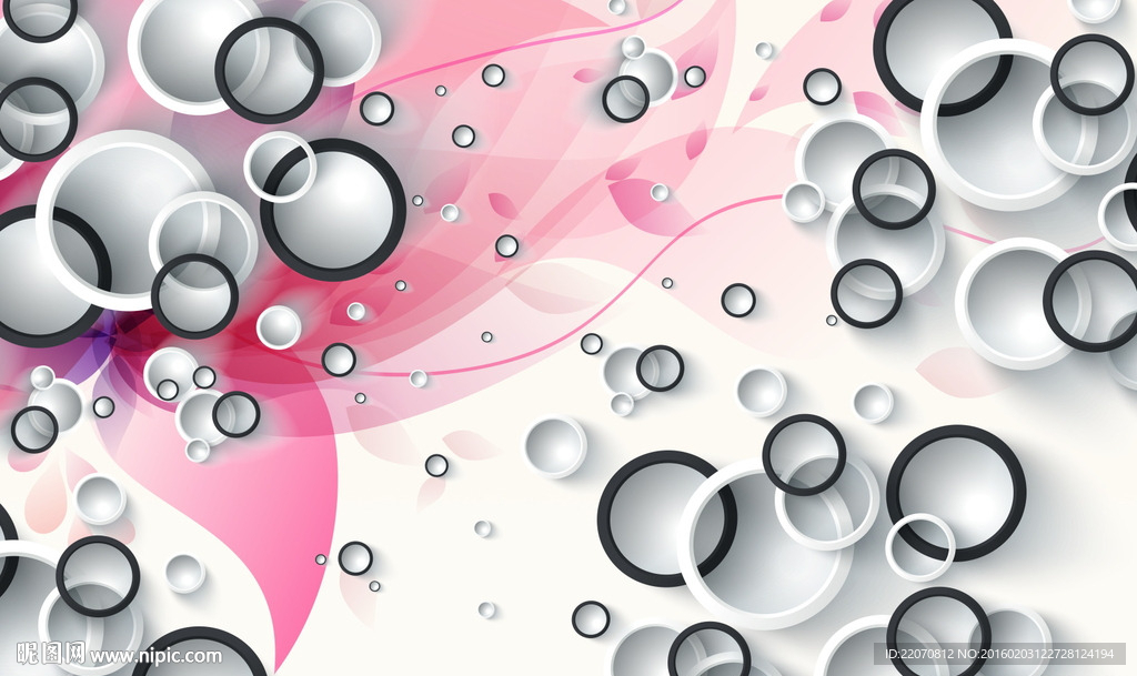 3d圆圈梦幻花卉壁纸