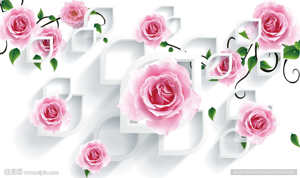 3d玫瑰花背景墙