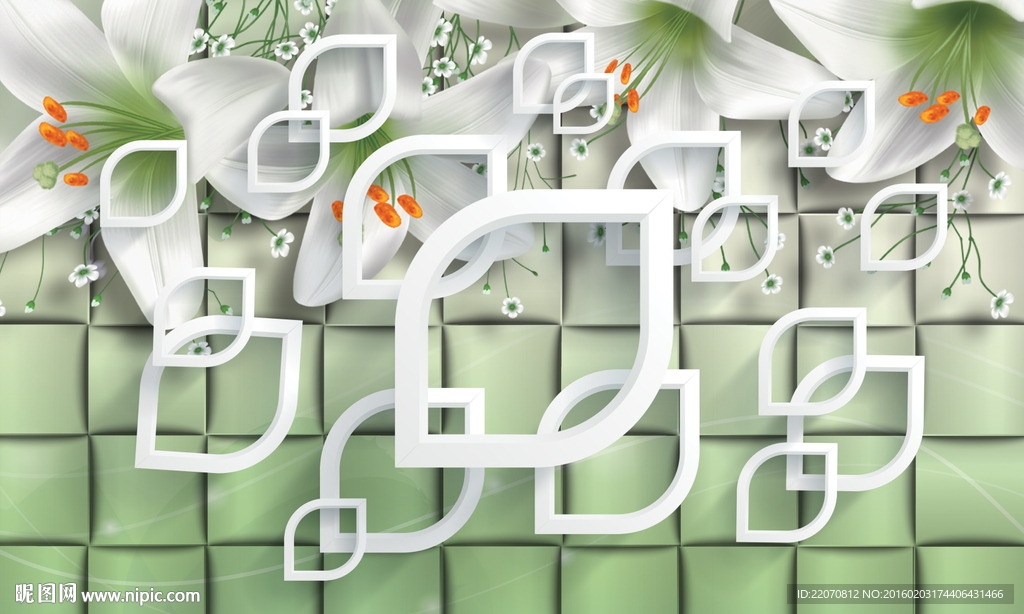 清新百合花背景墙