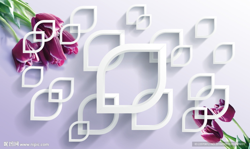 典雅郁金香背景墙