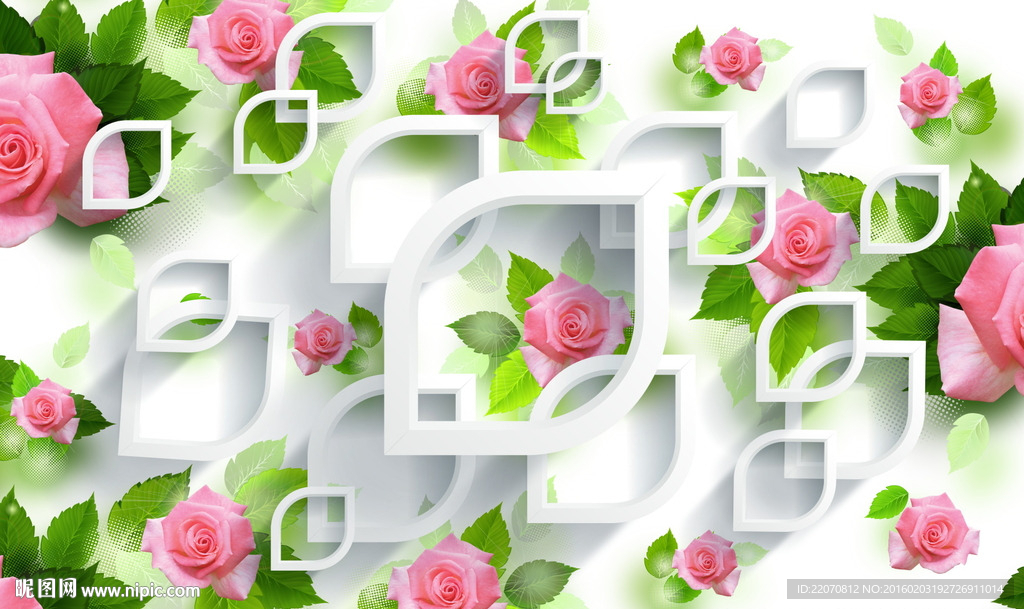 3d玫瑰花背景墙